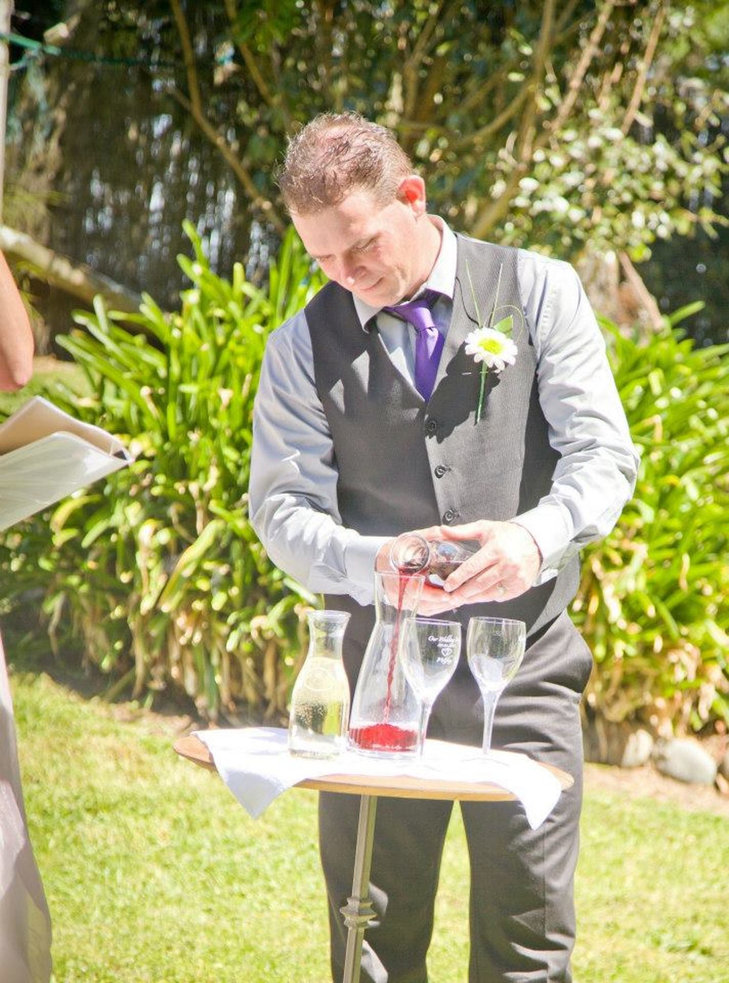 First the Groom Pours the Red Wine