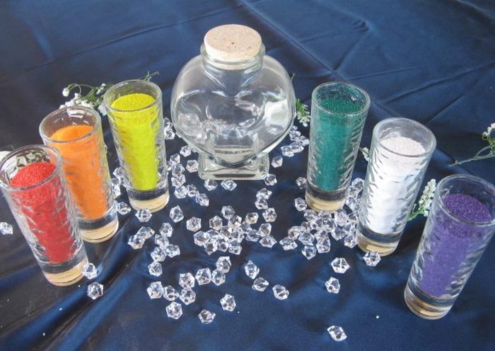 A Variety of Sands Prepared for a Wedding
